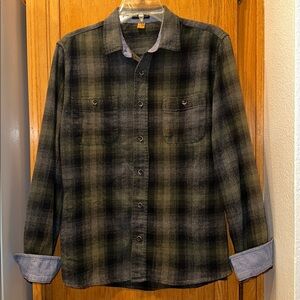 Tailor Vintage Men's Charcoal Luxe Performance Flannel Plaid Button Shirt Size L